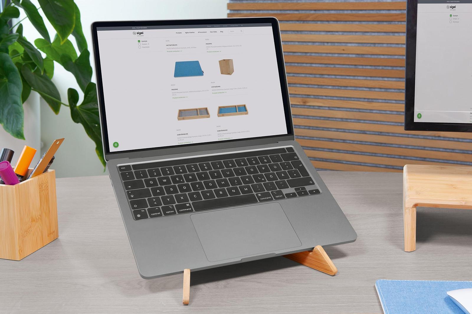 Підставка для ноутбука Sigel SA207 Bamboo, регульована по висоті, легка, складна, портативна, 30 x 14.5 x 1.8 см, фото №7