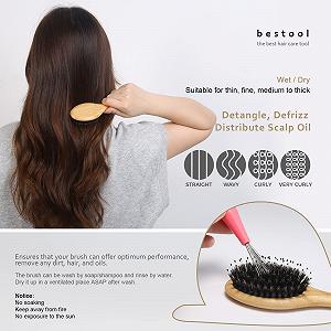 Щетка BESTOOL дорожная маленькая для волос с щетиной кабана круглая synthetic.ua - Фото 1