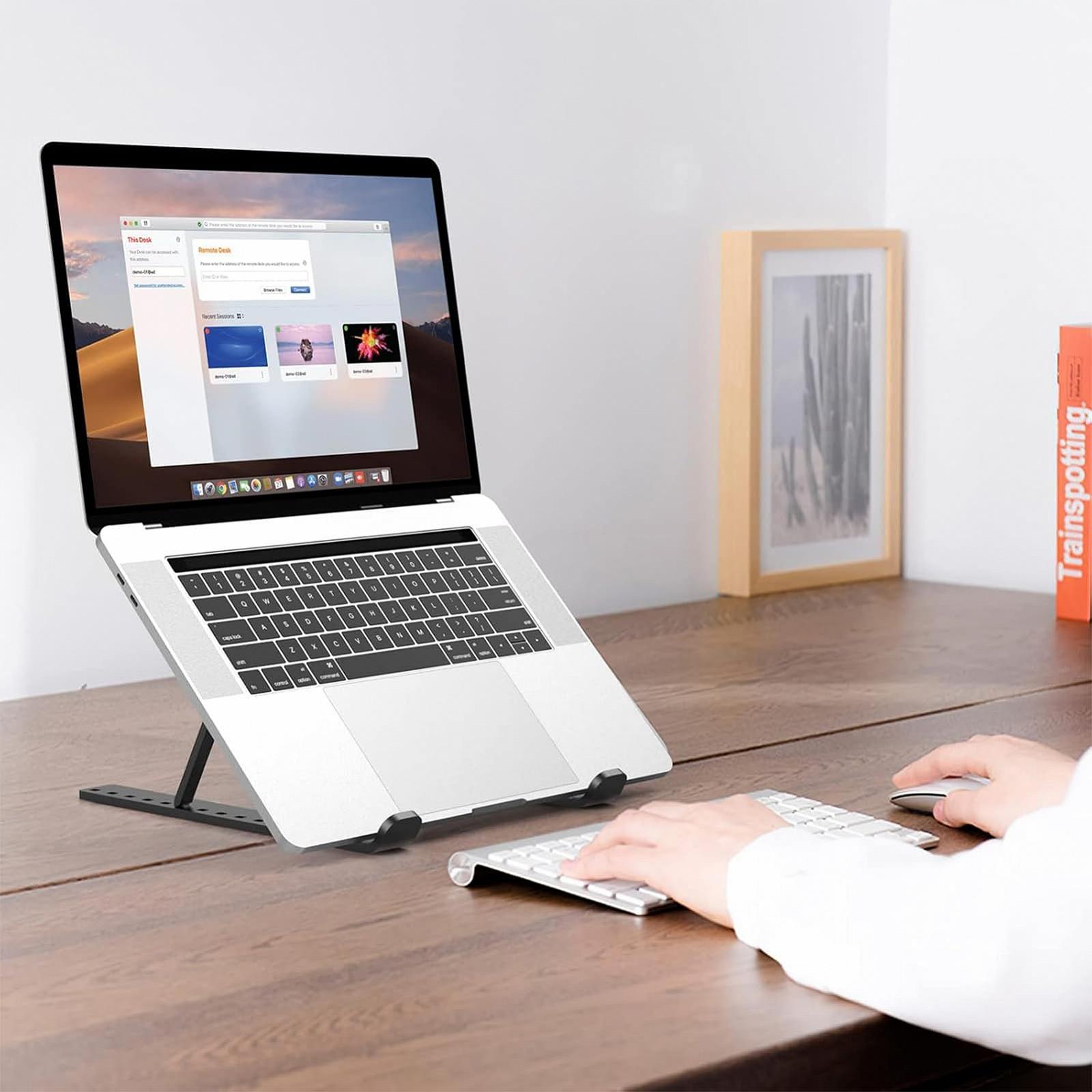 Підставка для ноутбука Diffaxy, регульована по висоті, складна підставка для ноутбука для столу, ABS + силіконова, вентильована охолоджуюча 10-15,6-дюймових ноутбуків, планшетів (чорна), фото №7 Підставка для ноутбука Diffaxy, регульована по висоті, складна підставка для ноутбука для столу, ABS + силіконова, вентильована охолоджуюча 10-15,6-дюймових ноутбуків, планшетів (чорна), фото №7