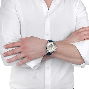 Мужские часы Gentleman Collection Кварцевый механизм с хронографом Синий кожаный ремешок R8871636004 synthetic.ua - Фото 1