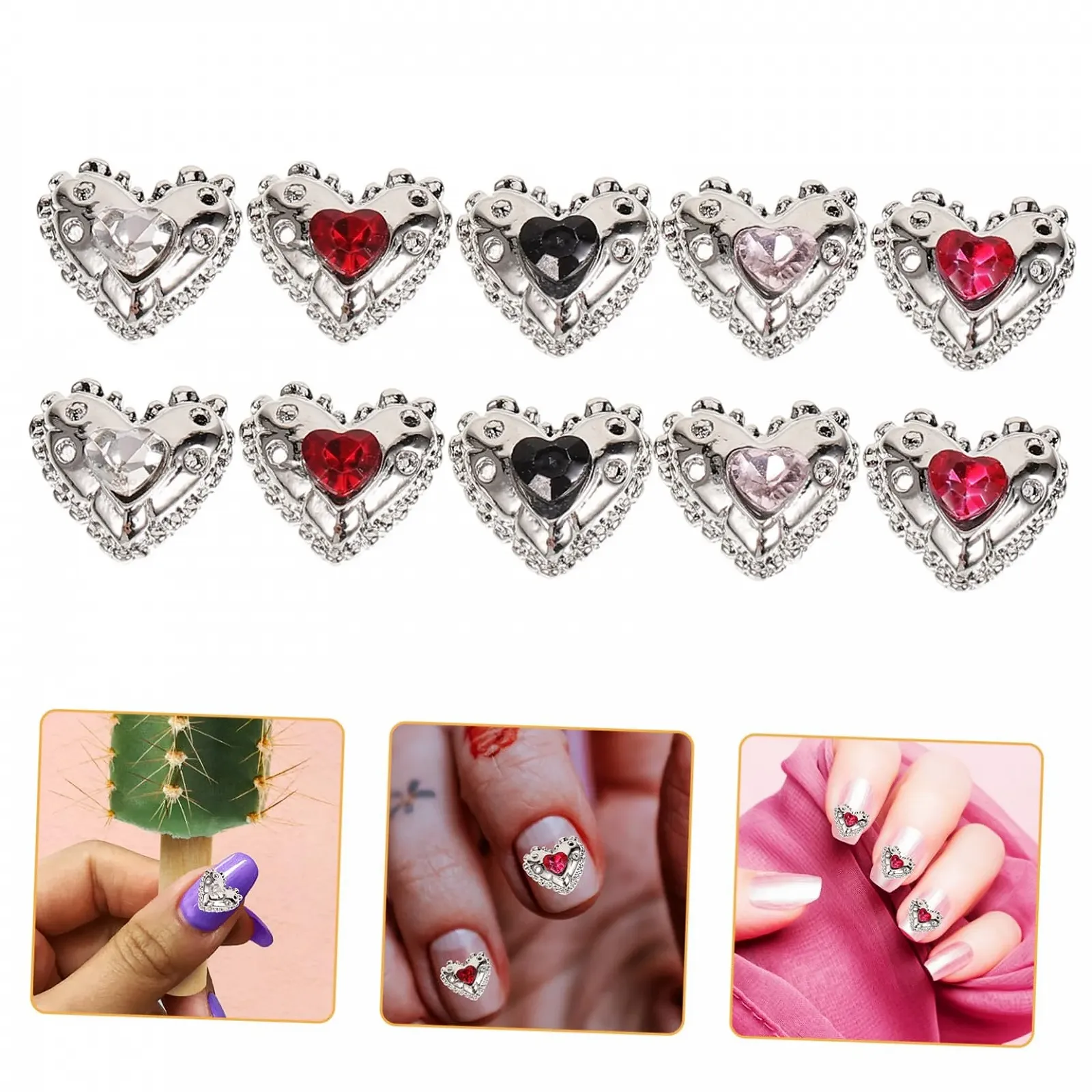 Підвіски для нігтів FRCOLOR 25 шт. Сердечка, маленькі стрази для жінок, фото №1