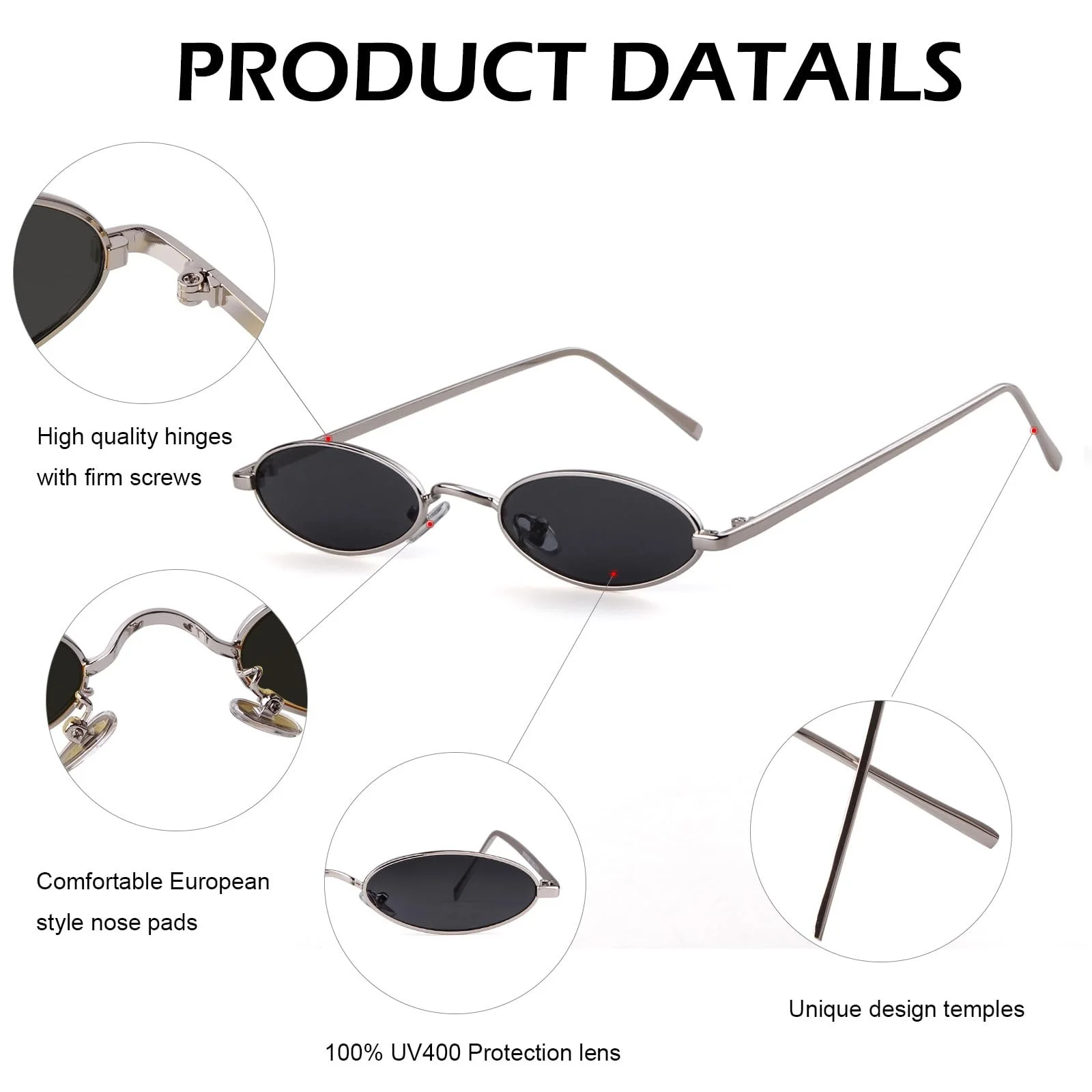 Сонцезахисні окуляри Laurinny 90s Retro Small Oval, фото №3