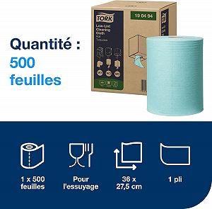 Серветки Tork Premium Безворсові / 1-шарові / 27.5x36 см / Системи W1/W2/W3  / 500 шт. в рулоні / Бірюзові - Фото 1