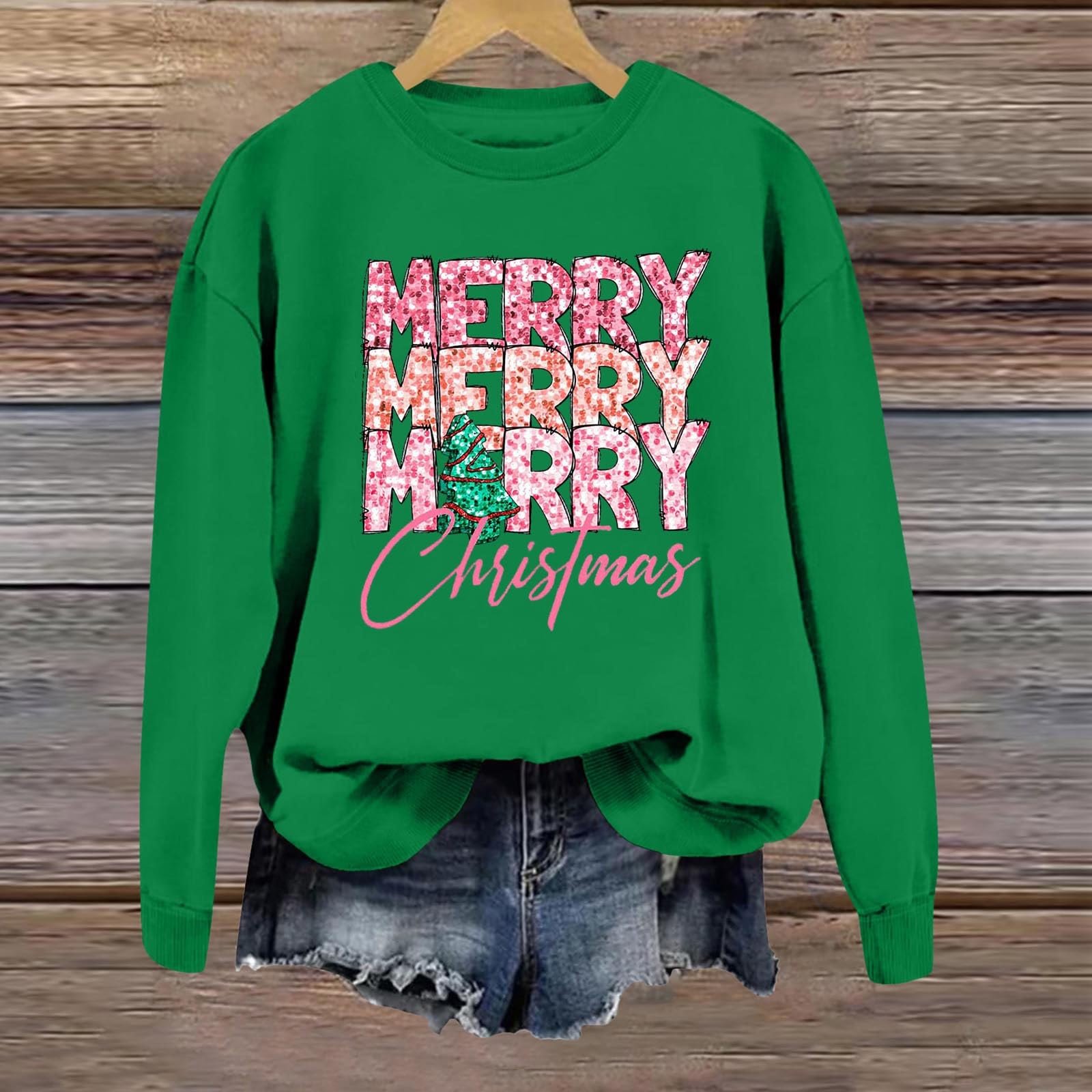 Рождественский джемпер Женский Рождественский Свитшот Женский Смешной Принт Рождественская Толстовка Рождественский Круглый Вырез Пуловер Рубашка с Длинными Рукавами Рождественский Джемпер Топ для Девочек-Подростков Модный, фото №4