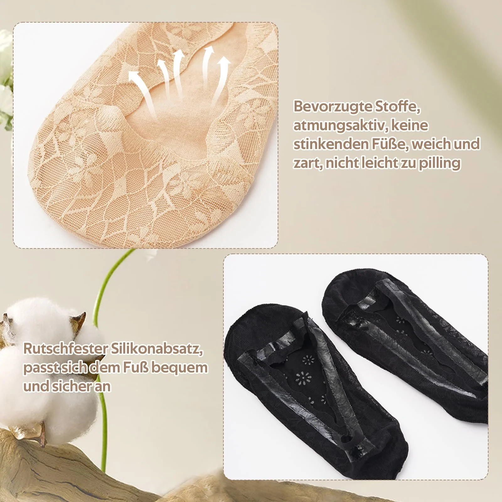 Балетки шкарпетки жіночі мереживні, 35-39, фото №3