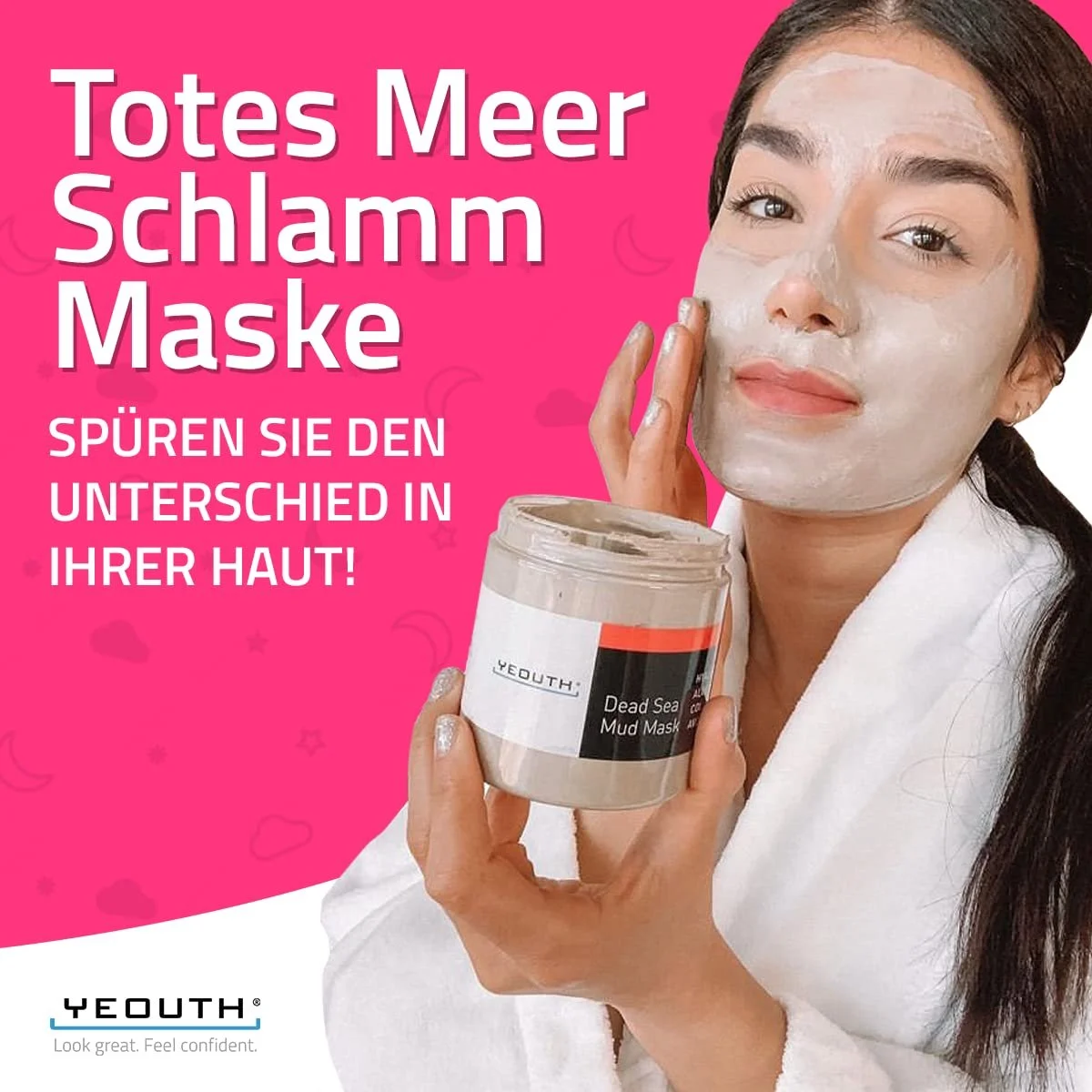 Маска для обличчя YEOUTH Грязь Мертвого моря з гіалуроновою кислотою та олією авокадо 240 мл, фото №6