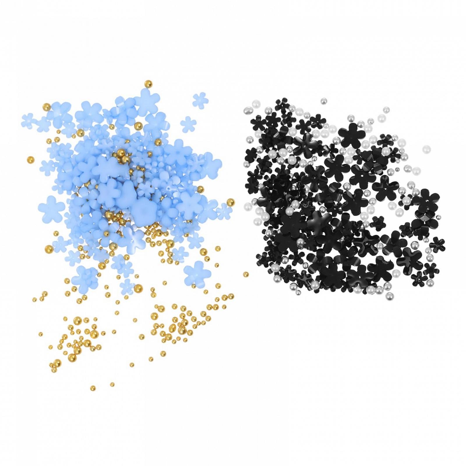 Украшения для ногтей Healeved Цветы акриловые, серебряные жемчужины, фото №1