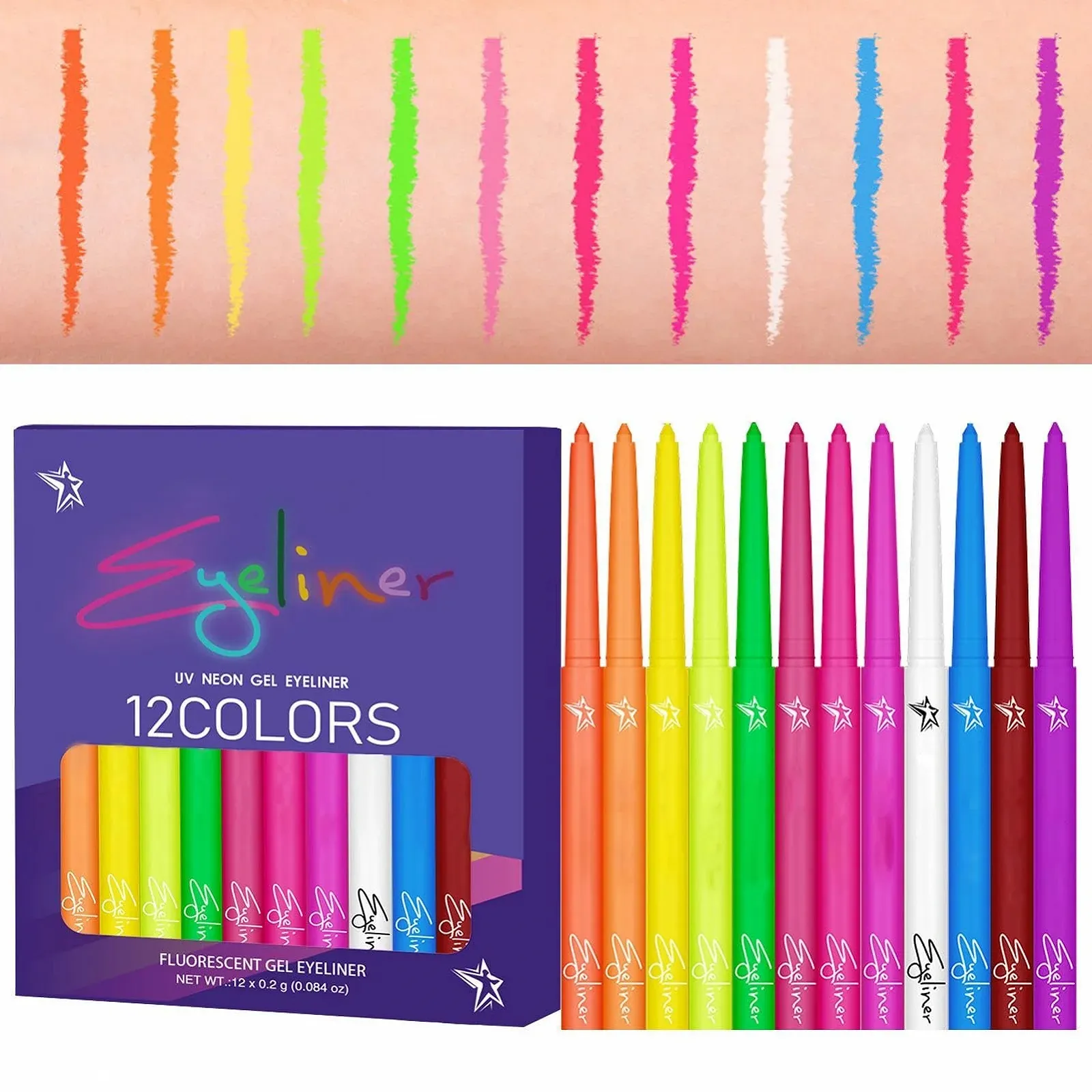 Олівець Кольоровий UV-флуоресцентна 12 кольорів Водостійкий Швидковисихаючий, фото №1