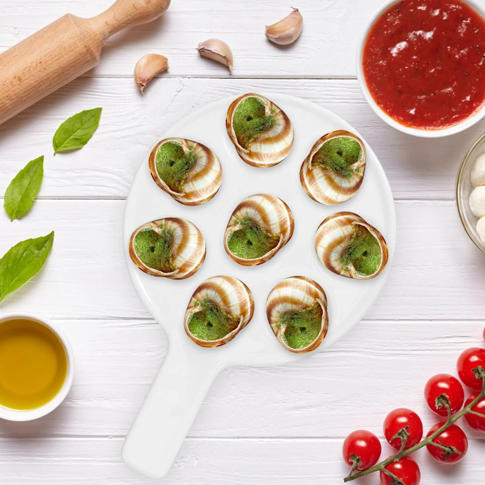 Форма для запікання равликів VANZACK біла з тонкої порцеляни керамічна з нековзним дном жаростійка, фото №3