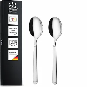 Ложки для хлопьев GEHRING Solingen, набор 2 шт, десертные ложки, нержавеющая сталь, 18/10, производство Германия - Фото 1