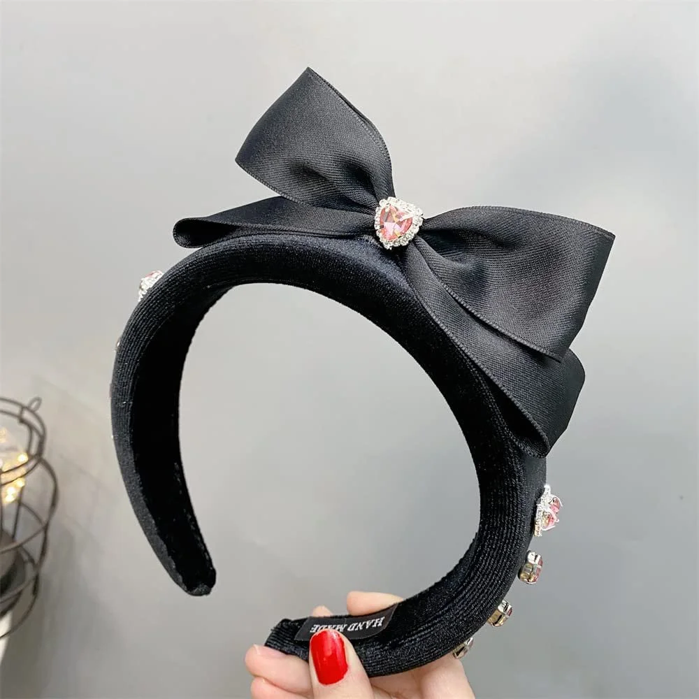 Обруч на голову з бантом і стразами у формі серця Чорний, S, фото №7 Обруч на голову з бантом і стразами у формі серця Чорний, S, фото №7