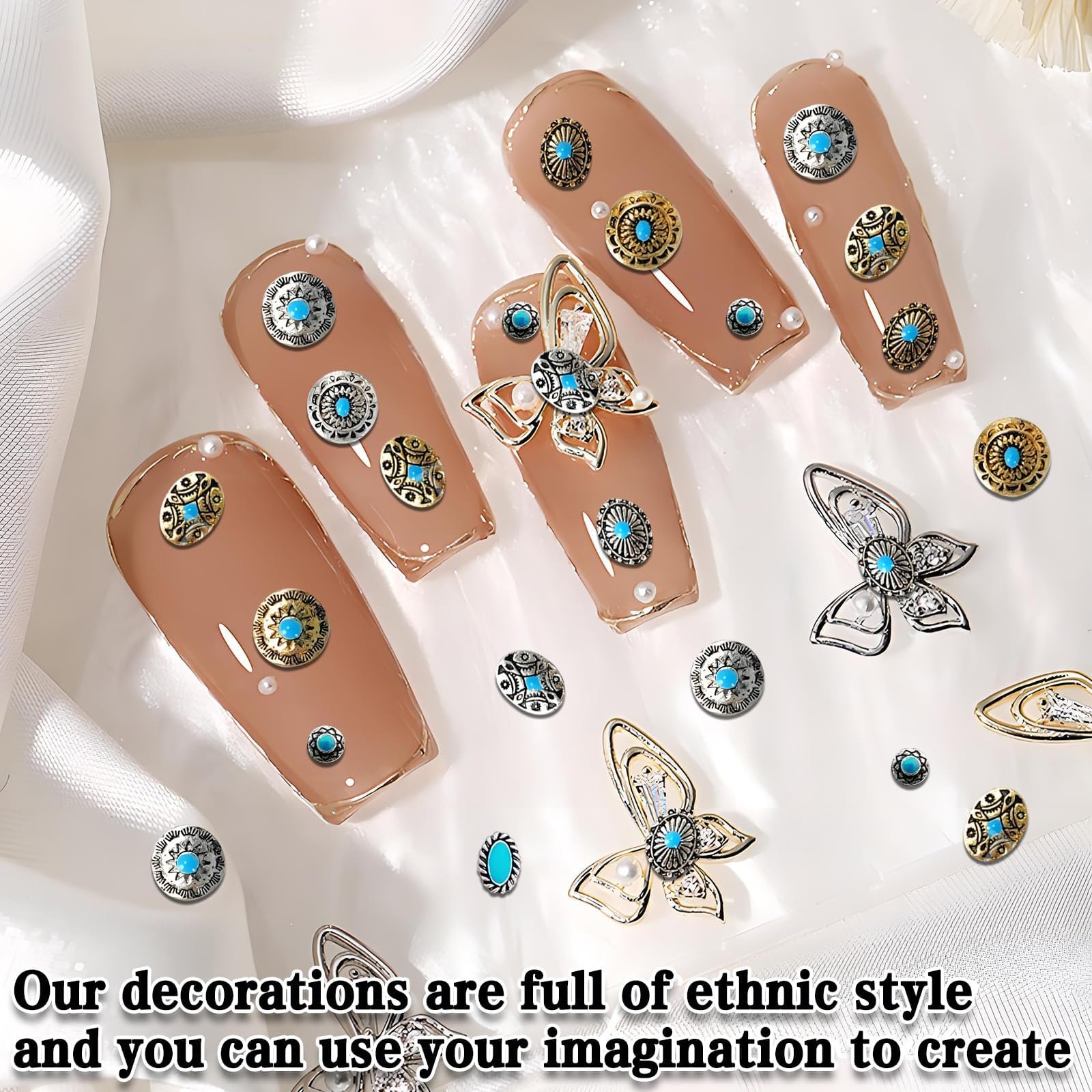 Прикраса для нігтів Листя 3D Металеві самоцвіти 50 шт. Бірюзовий колір, фото №5 Прикраса для нігтів Листя 3D Металеві самоцвіти 50 шт. Бірюзовий колір, фото №5