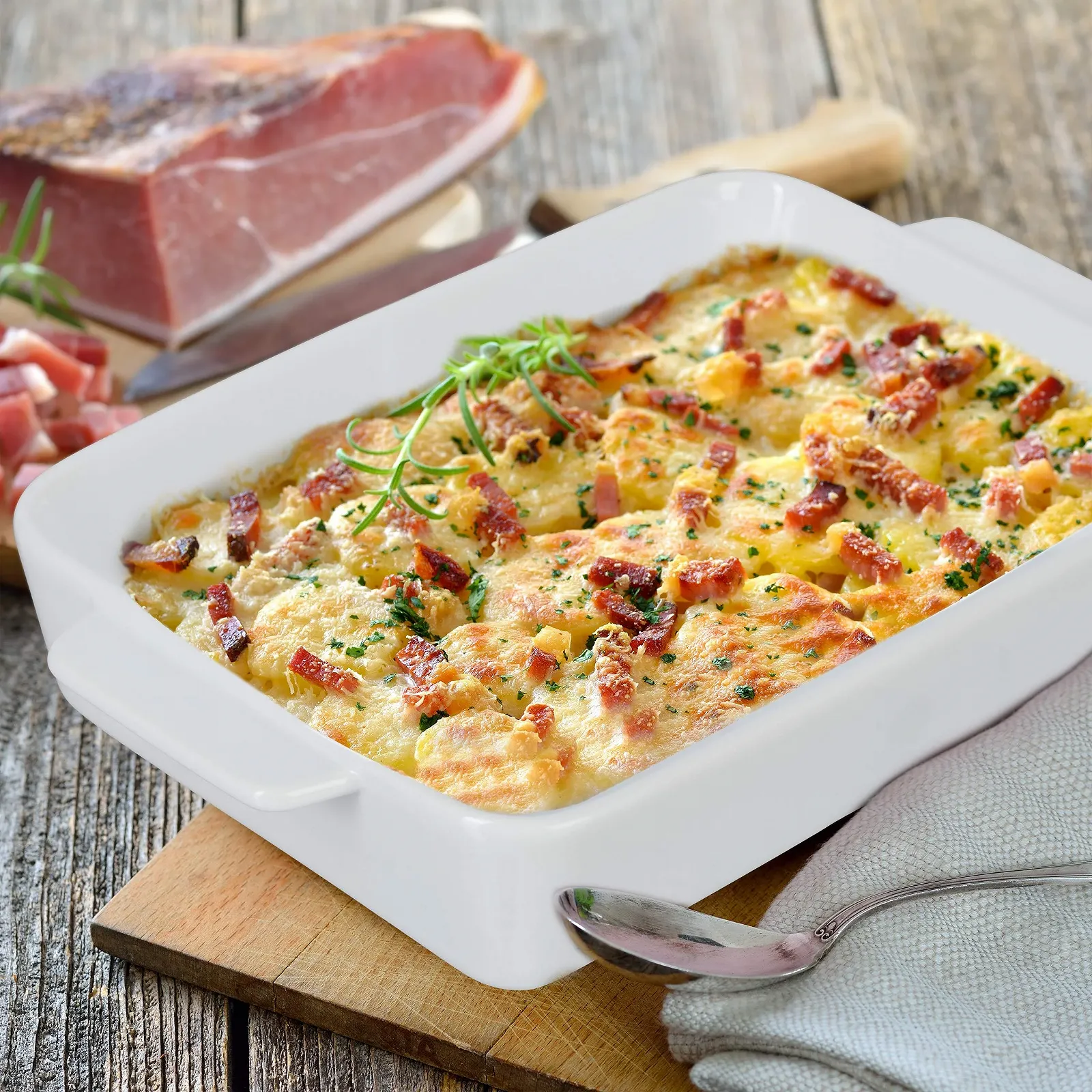 Набір форм для запікання Relaxdays Керамічний Квадратний 3 шт. Білий, фото №5