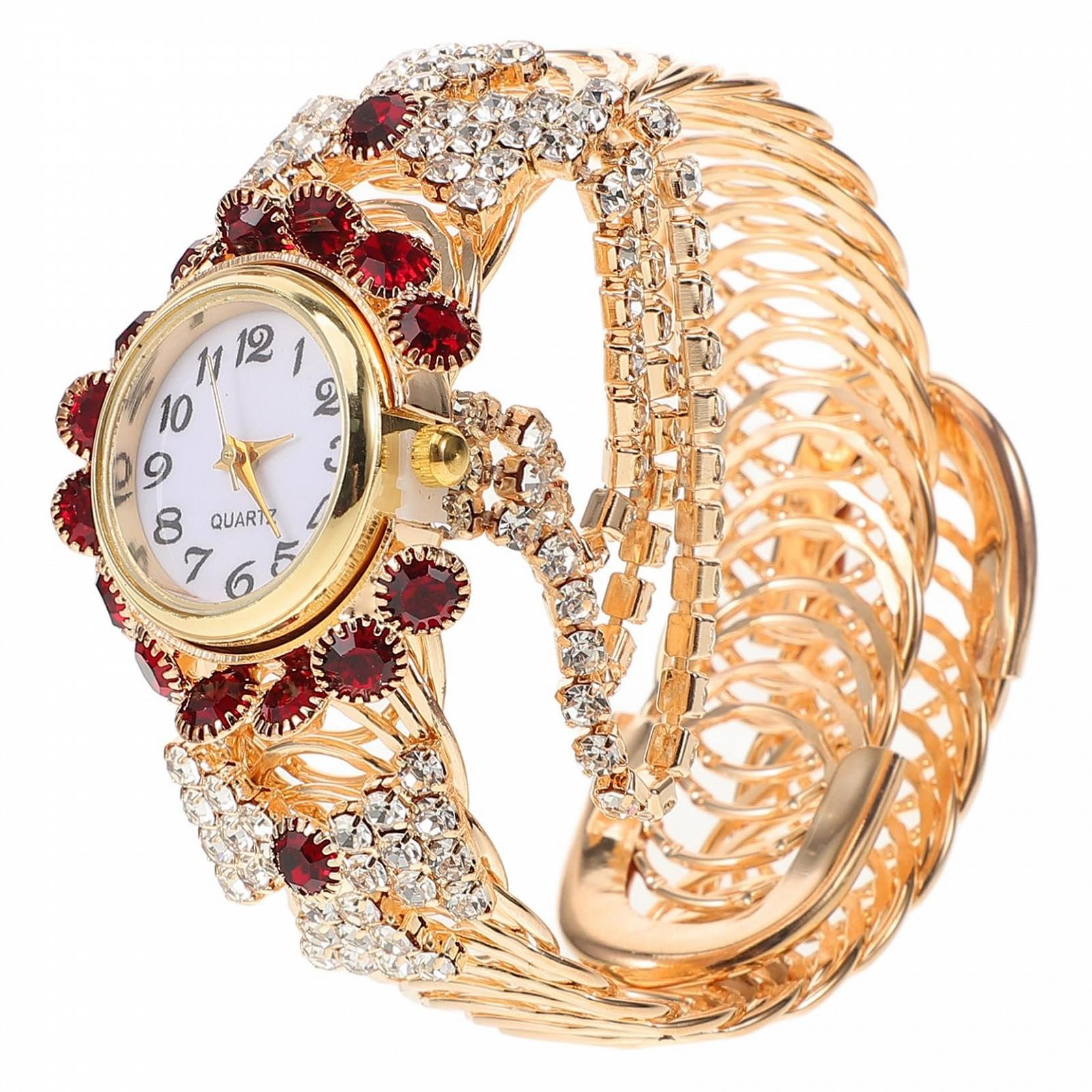 Женские часы Beaupretty Элегантные часы с ремешком из нержавеющей стали для особых случаев, темно-красный, легкий, фото №1