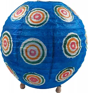 Настільна лампа GURU SHOP Coronada Round Rice Paper Retro 40 см Синя synthetic.ua - Фото 1