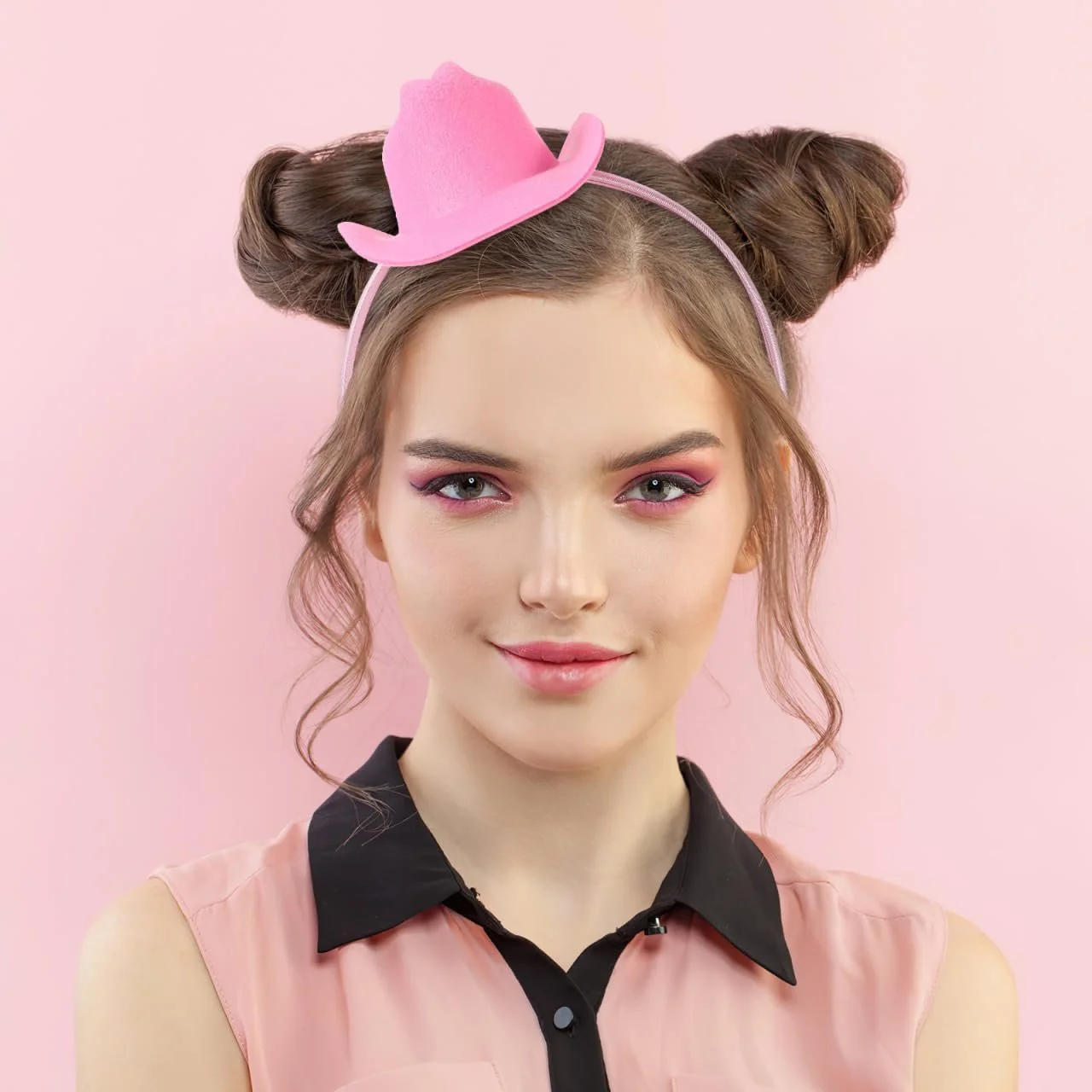 Обруч на голову Капелюх міні-ковбойський Gatuida Рожевий, фото №7