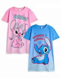 Нічна сорочка Disney Angel & Stitch для дівчаток, набір піжам 2 шт - Фото 1
