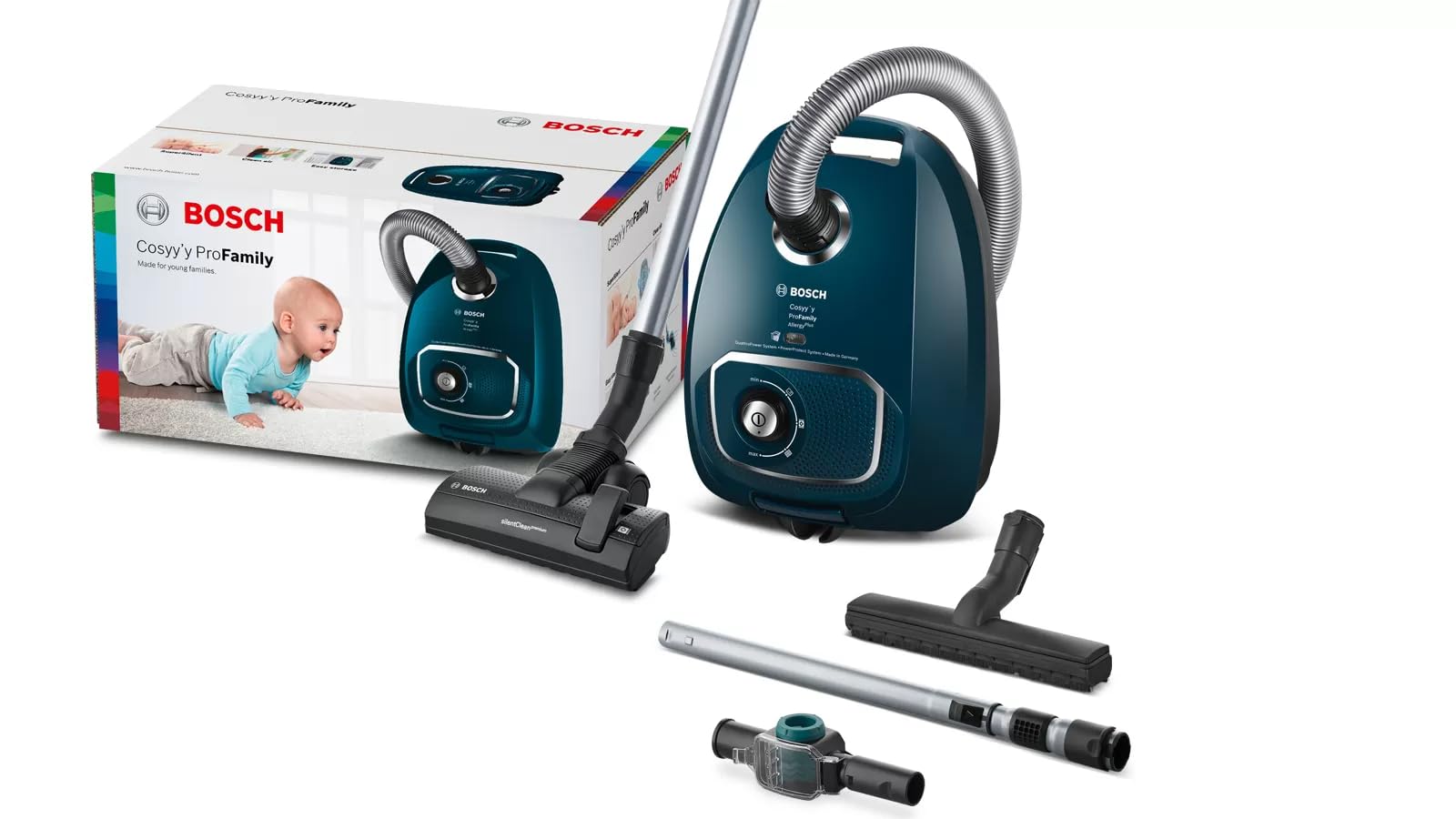 Пилосос Bosch bgls4fam 700W з мішком та фільтром для алергіків, пластик, синій, фото №4