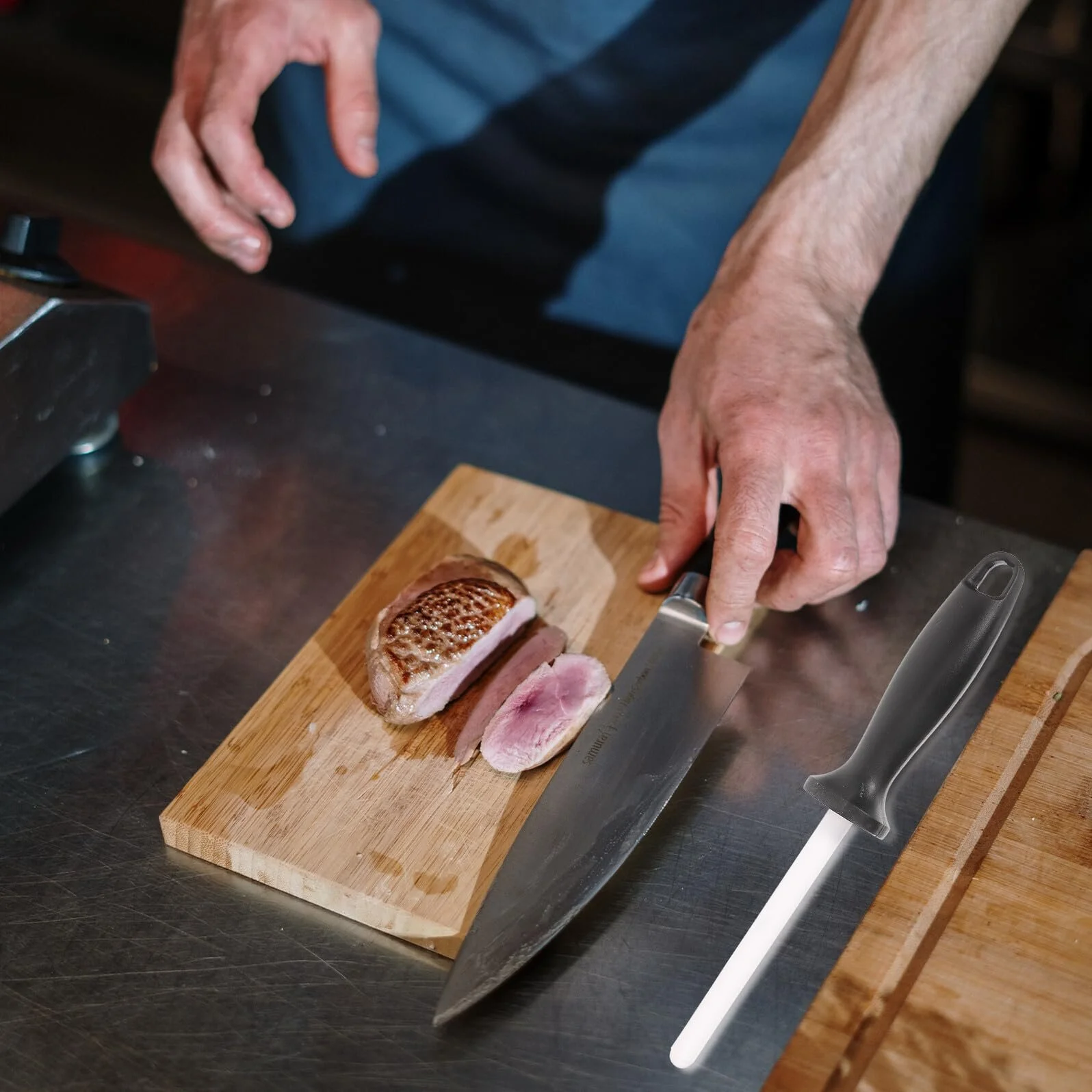 Мусат для ножів керамічний з ергономічною ручкою портативний білий, фото №8