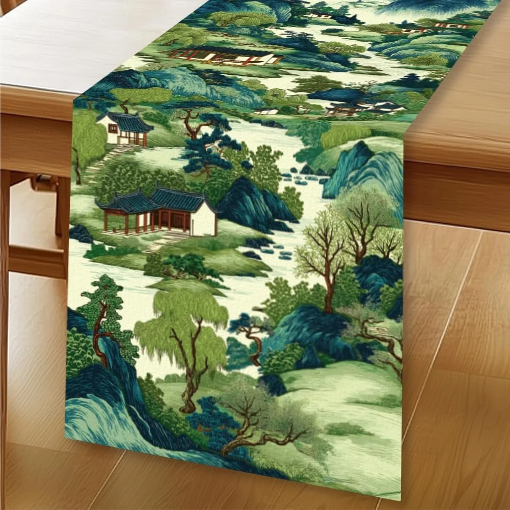 Ранер для столу WADORN Chinoiserie Vintage Mountain Autumn 33 x 183 см, фото №7 Ранер для столу WADORN Chinoiserie Vintage Mountain Autumn 33 x 183 см, фото №7