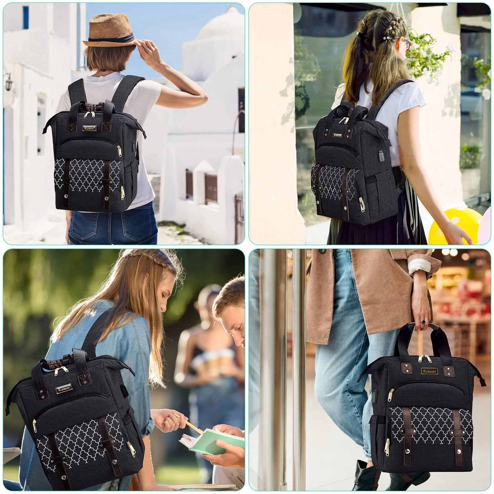 Рюкзак для школи Kuosdaz 15.6 дюймів USB Charging Port & Laptop Compartment Casual Anti-Theft Black, фото №7 Рюкзак для школи Kuosdaz 15.6 дюймів USB Charging Port & Laptop Compartment Casual Anti-Theft Black, фото №7