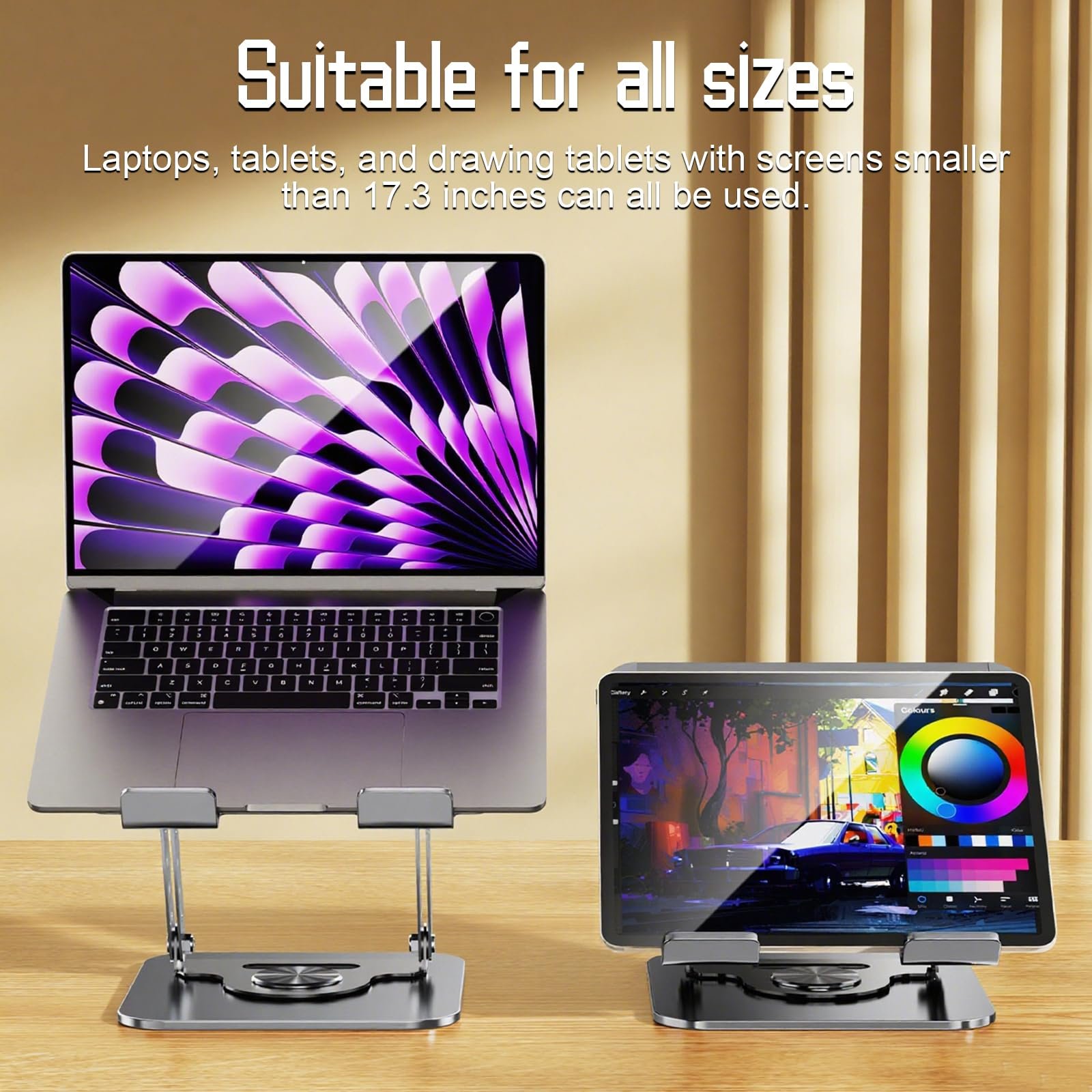 Підставка для ноутбука TAIZER з обертанням на 360
градусів, регульована по висоті, з порожнистою конструкцією охолодження, фото №4