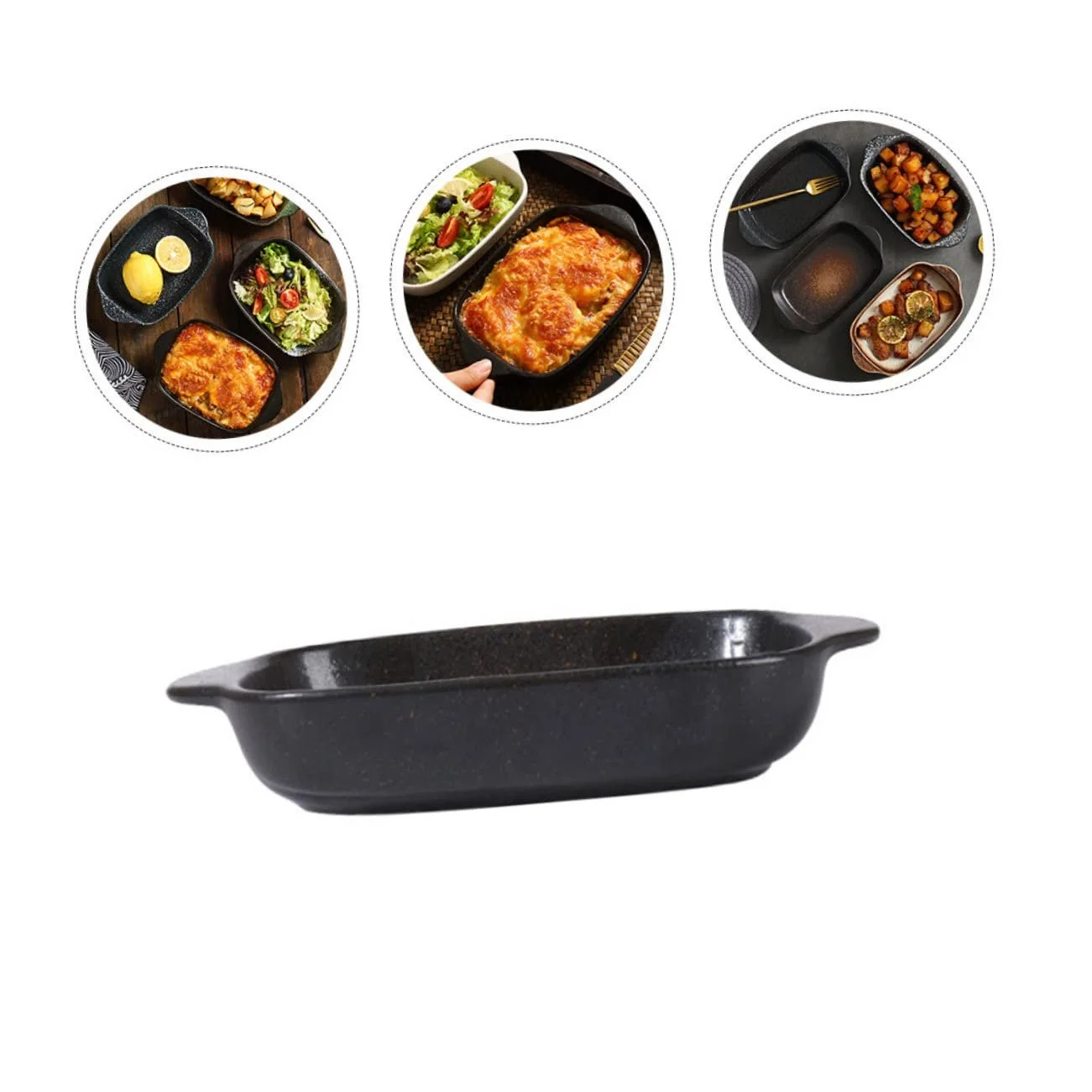 Форма для випічки GALPADA керамічна в японському стилі з двома ручками для мікрохвильової печі та духовки, фото №5