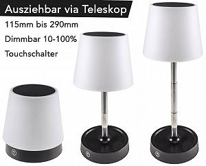 Настольная лампа ChiliTec Touch Battery Dimmable LED Warm White 3000 K 11.5-29 cm Черная synthetic.ua - Фото 1