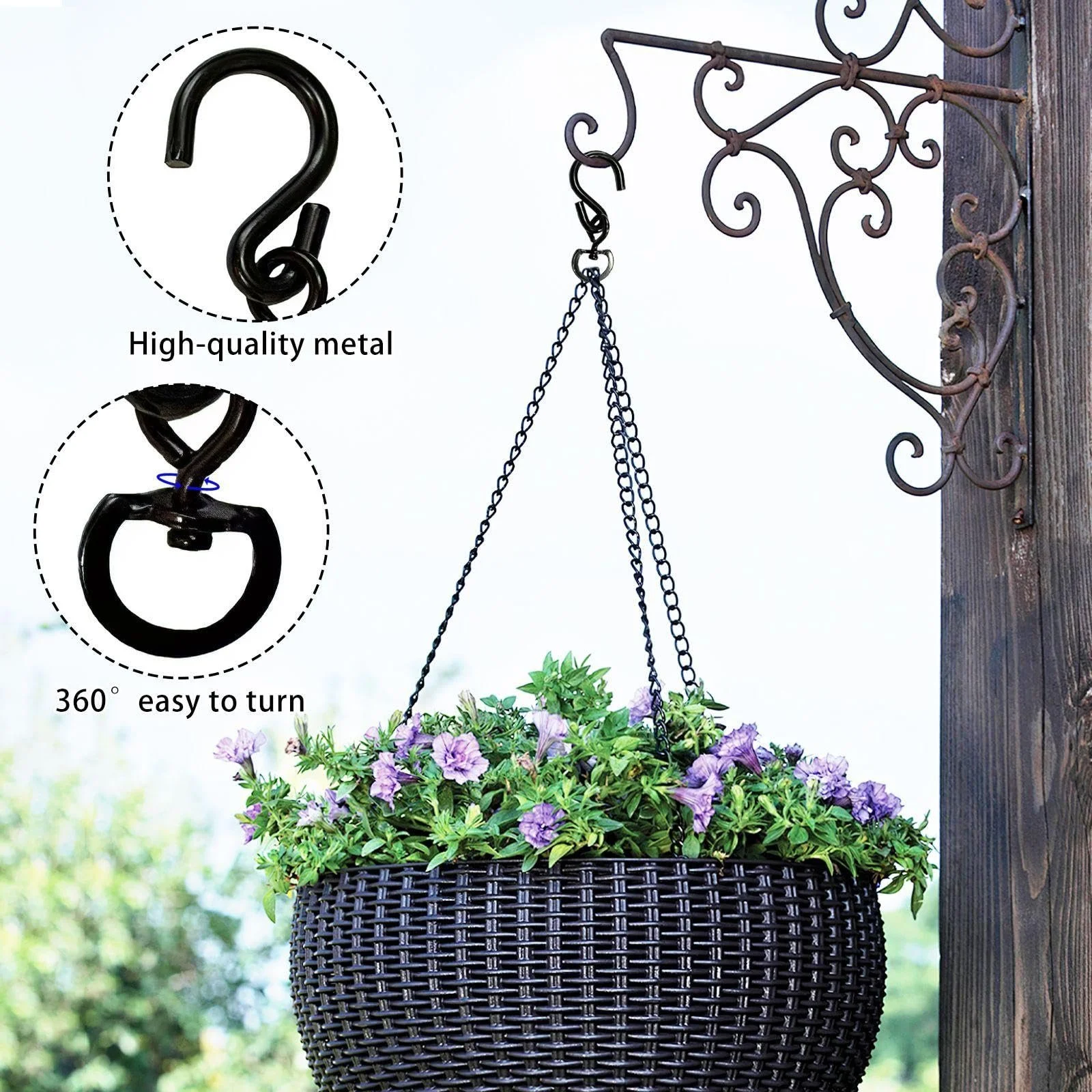 Залізні гачки поворотні 360° 5 шт Чорний, фото №3