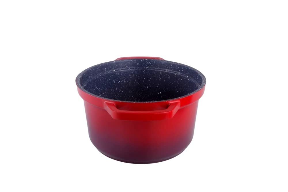 Жаровня Kamberg 0008190 26 см овальна литий алюміній ефект каменю для всіх типів плит без PFOA червона, фото №4