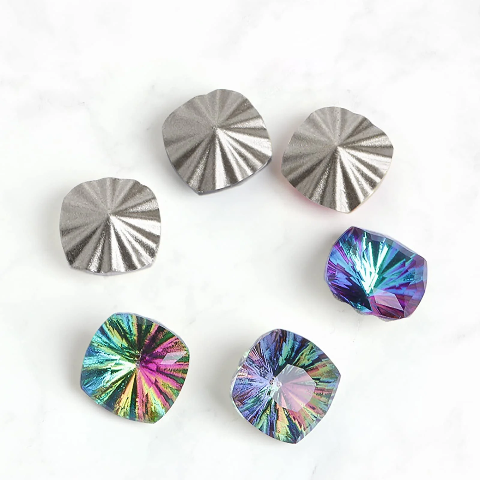 Стрази для нігтів 50 шт, Самоцвіти, Скло з гострим дном, 3D блискітки,, фото №5