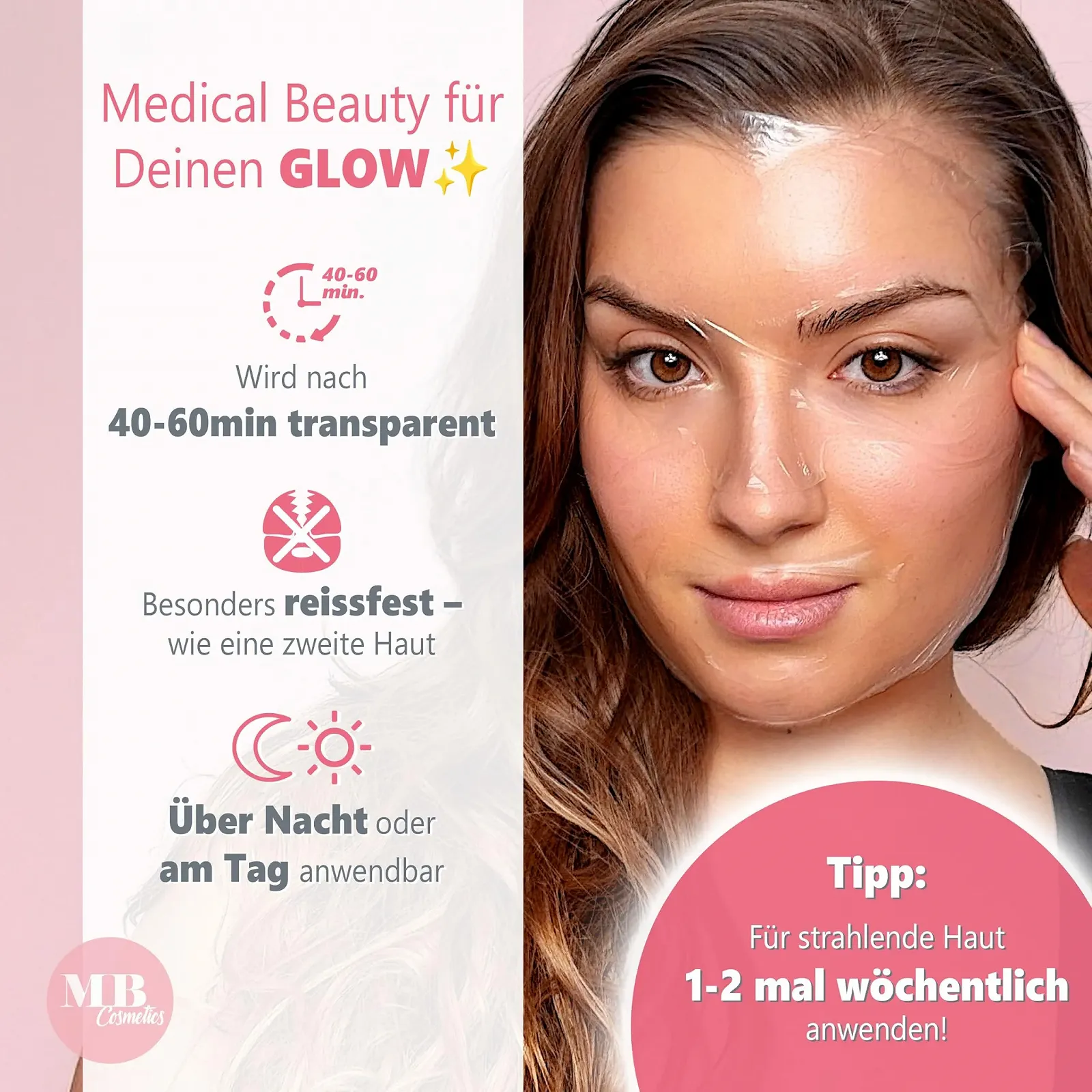 Маска для обличчя MB Cosmetics Collagen - З гіалуроном, ніацинамідами та пробіотиками 5 шт, фото №3