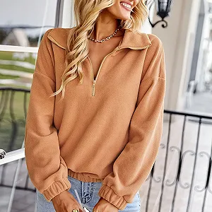 Флисовая толстовка Komiseup, женская, большого размера, на молнии, повседневная плюшевая кофта с V-образным вырезом, легкая толстовка с длинными рукавами synthetic.ua - Фото 1