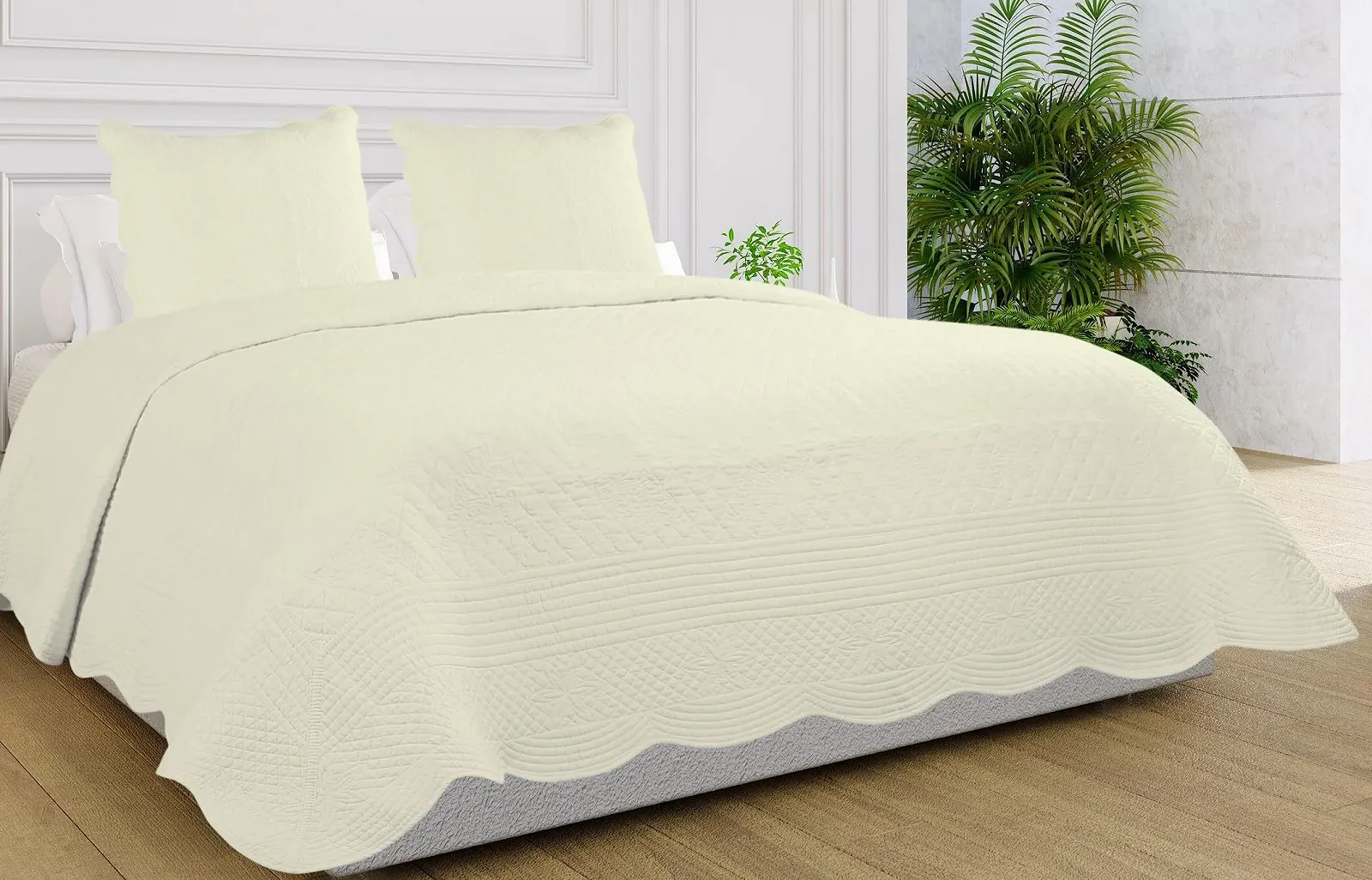 Покривало Бавовна Autrefois Bastidon Однотонний з вишивкою 240 x 260 см, фото №1 Покривало Бавовна Autrefois Bastidon Однотонний з вишивкою 240 x 260 см, фото №1