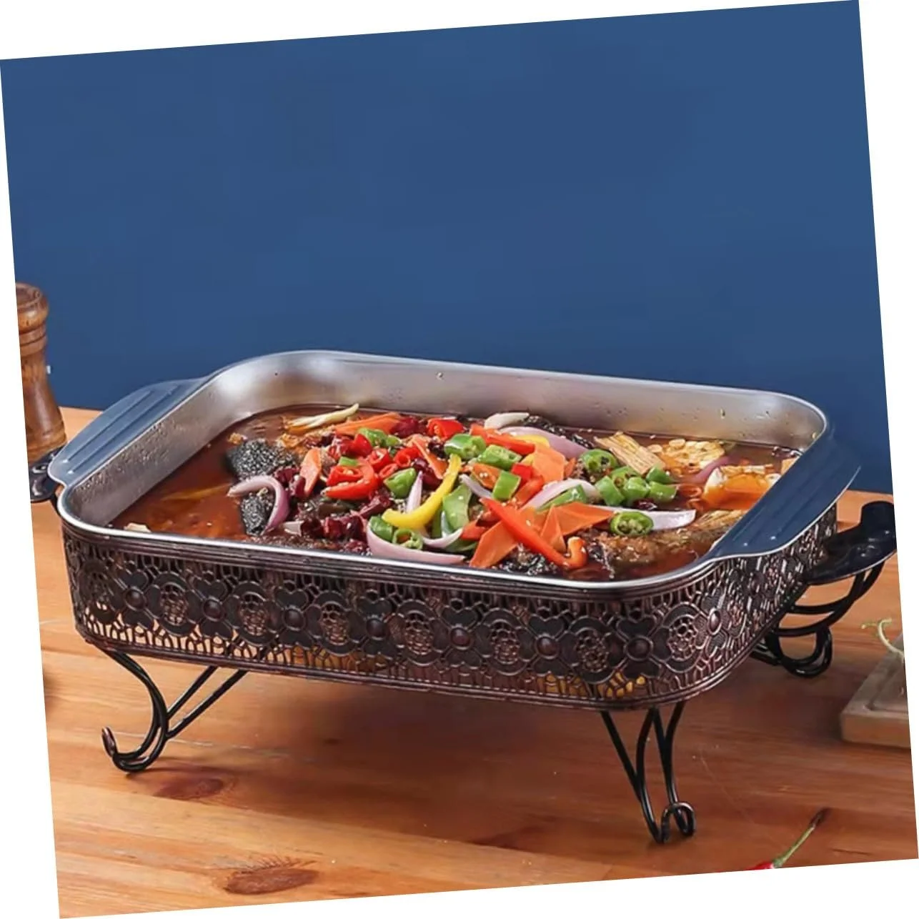 Таця для запікання риби Sosoport з нержавіючої сталі з подвійними ручками 4,1 л універсальна прямокутна, фото №5