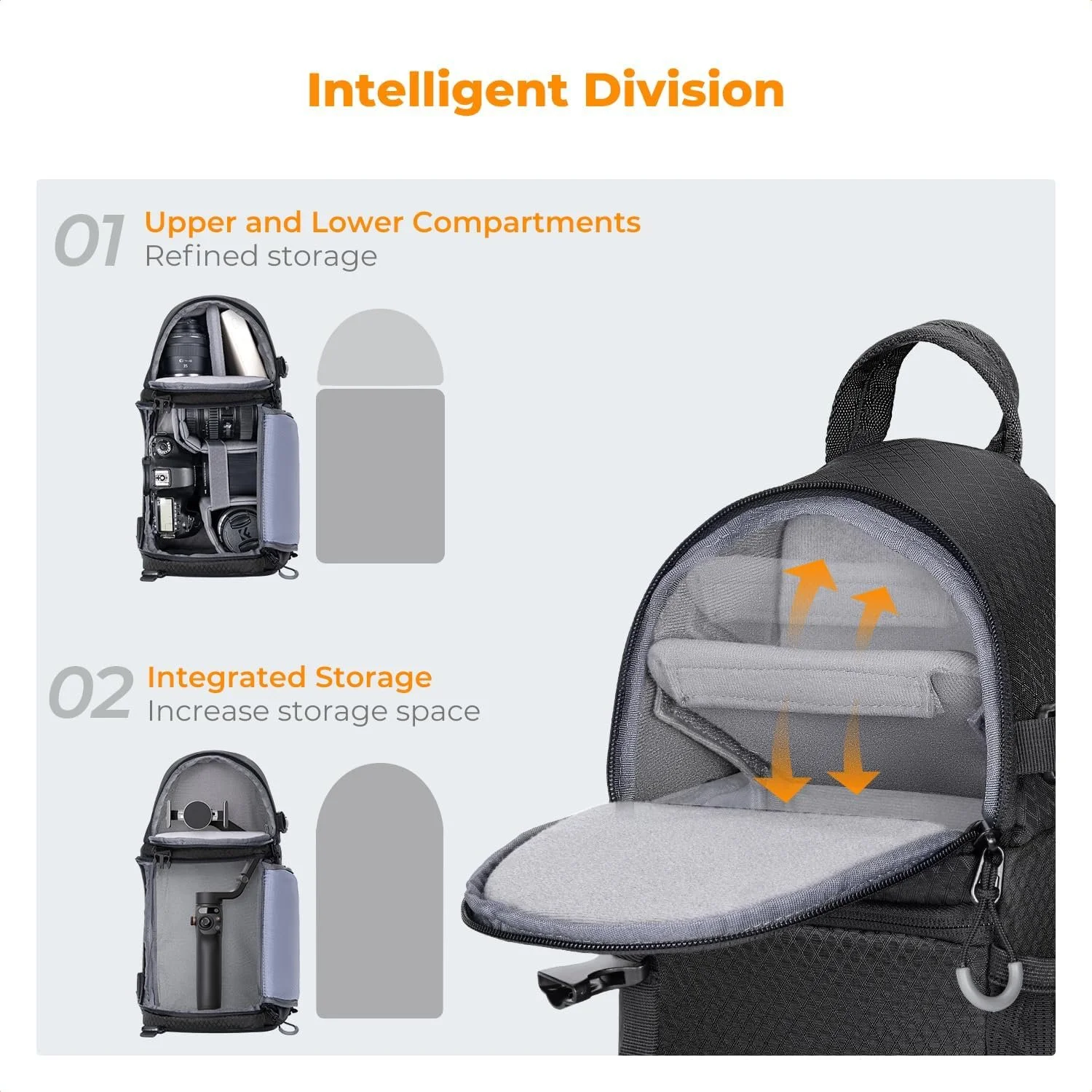 Рюкзак для камери K&F CONCEPT / 20x13x40см / Чорний, фото №3