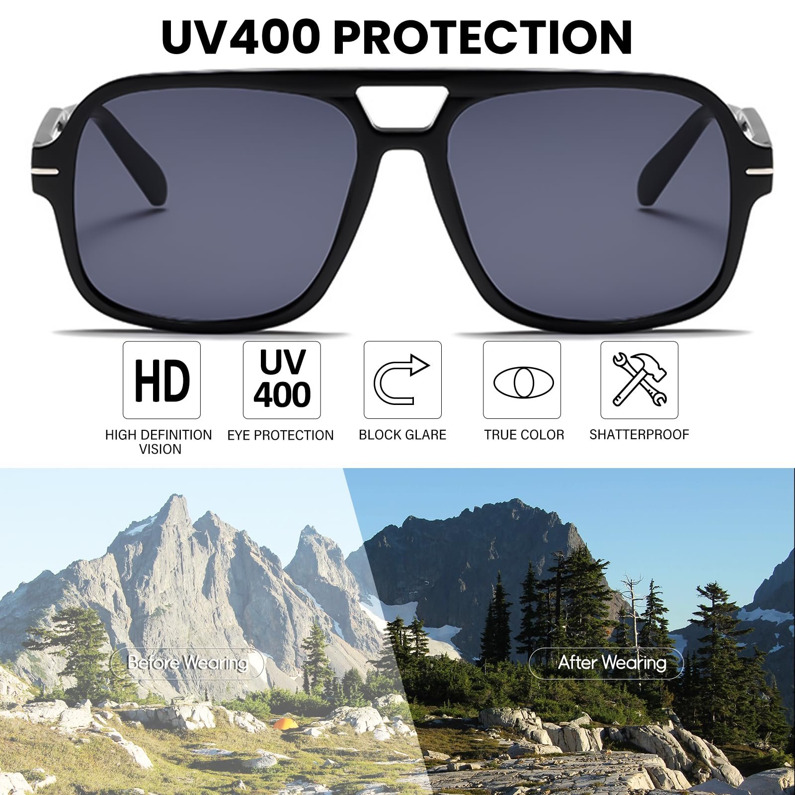 Солнцезащитные очки Aviator CIKJUK Retro для мужчин и женщин 70-х годов, оранжевые, квадратные, винтажные, UV400, фото №5