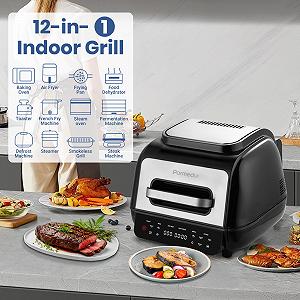 Фритюрница Parmedu Air Fryer 12-in-1 Smokeless Electric Grill 1800W Контактный гриль XL 6.5L с цифровым датчиком температуры synthetic.ua - Фото 1