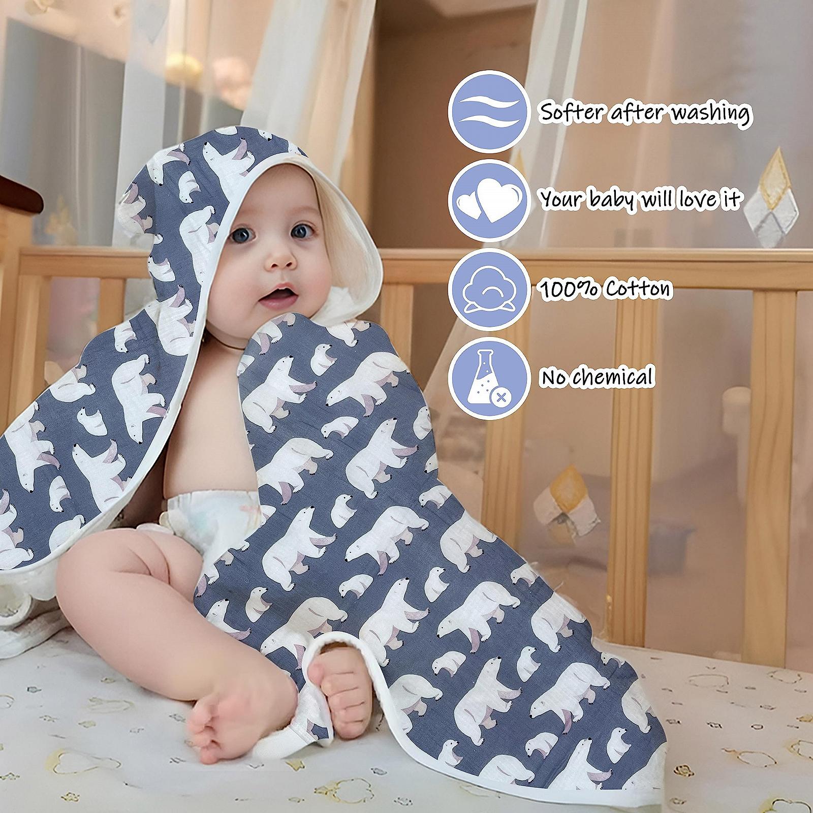 Полотенце для купания С капюшоном amo nenes 100% Хлопок Очень мягкое и впитывающее Большой размер 70 x 140 см Детские товары для купания для новорожденных, малышей, мальчиков и девочек, фото №3