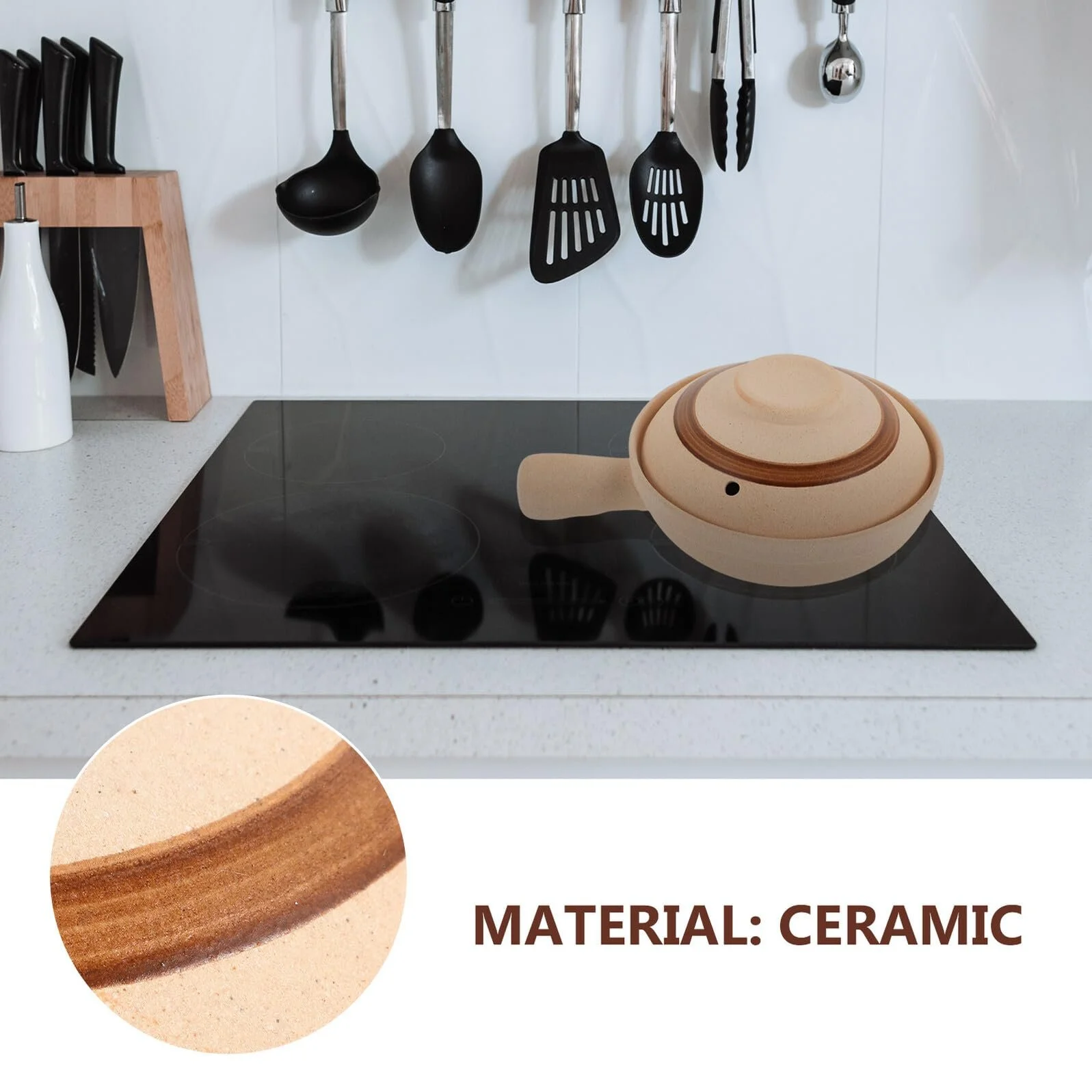 Ківш керамічний з кришкою та однією ручкою термостійкий, фото №6