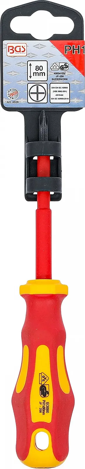 Викрутка хрестова діелектрична BGS 4926 PH1 x 80 мм VDE 1 шт., фото №3