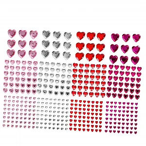 Наклейки Стразы Сердце Healeved 12 листов Самоклеящиеся Стразы Сердце для Макияжа Драгоценности для Глаз Самоклеящиеся Камни для Рукоделия Камни для Ювелирных Изделий Наклейки для Лица Акриловые - Фото 1