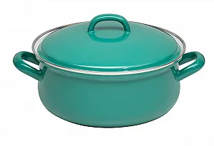 Кастрюля Riess 0613-111 с крышкой, 20 см, 2 л, эмалированная, Темно-зеленый натуральный - Фото 1