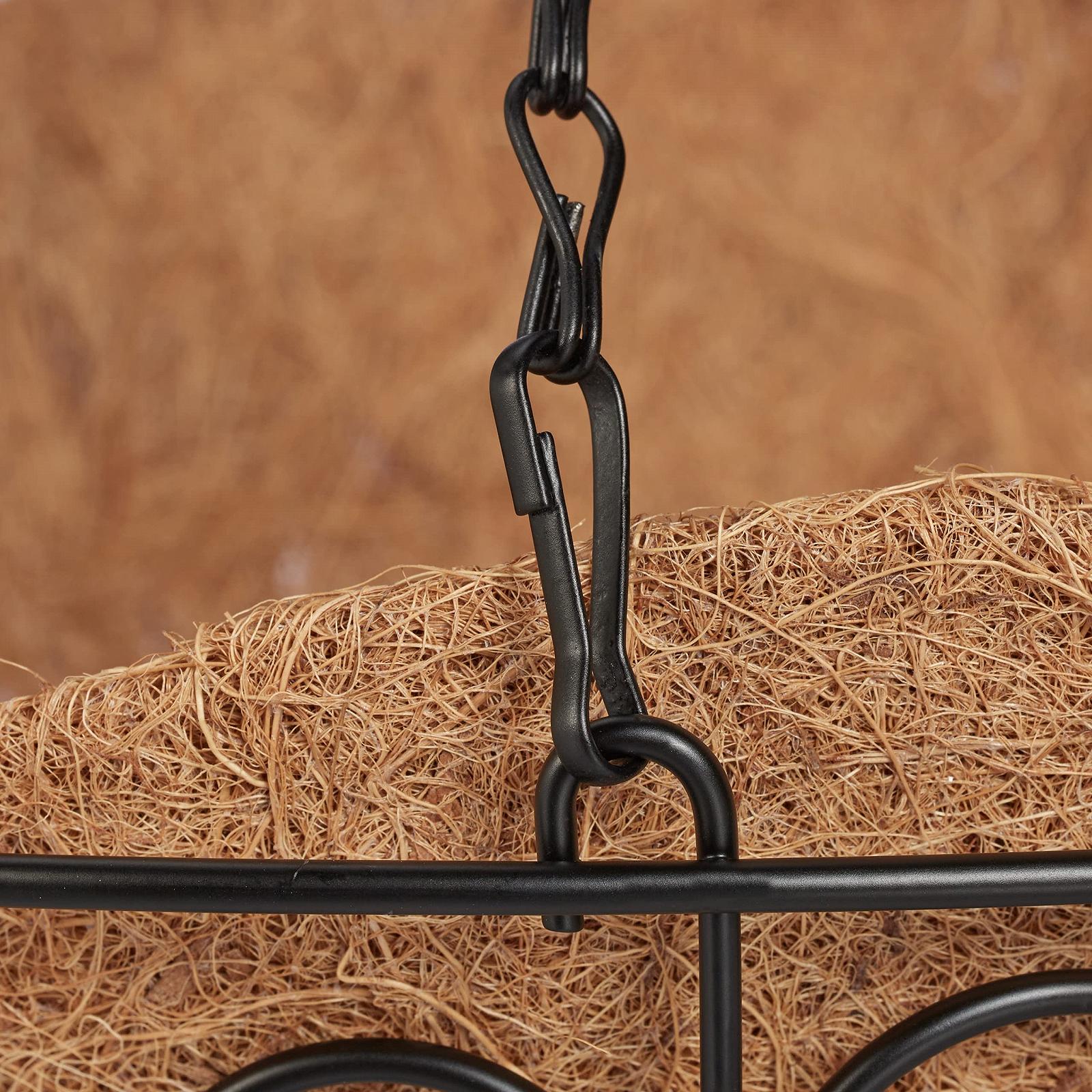 Підвісні кошики Relaxdays 3 шт. Металеві з кокосовою вкладкою 48х31 см Коричневий/Чорний, фото №7