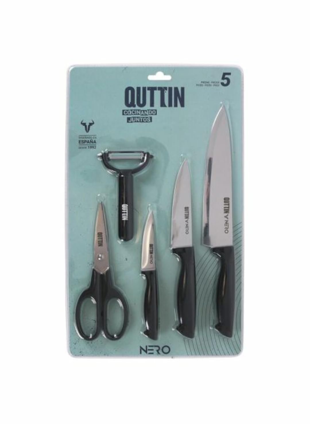 Набор Ножей QUTTIN Nero, 5 шт, овощечистка и ножницы, фото №1