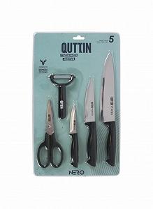 Набор Ножей QUTTIN Nero, 5 шт, овощечистка и ножницы - Фото 1