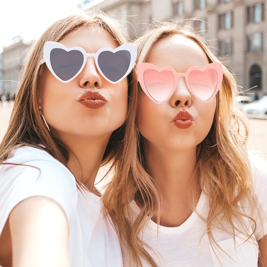 Сонцезахисні окуляри у формі серця Meleager, окуляри у формі серця для нареченої, 7 пар сонцезахисних окулярів, весільні, окуляри для дівич-вечора, ретро, весільні аксесуари, подарунок для подружки нареченої Білий + Рожевий, фото №5