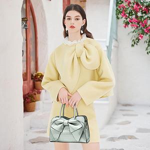 Сумка жіноча POSSOBAG, маленька, елегантна, з бантом, тоут, для шопінгу, для бізнесу, подорожей, на кожен день, з PU шкіри, зелена synthetic.ua - Фото 1