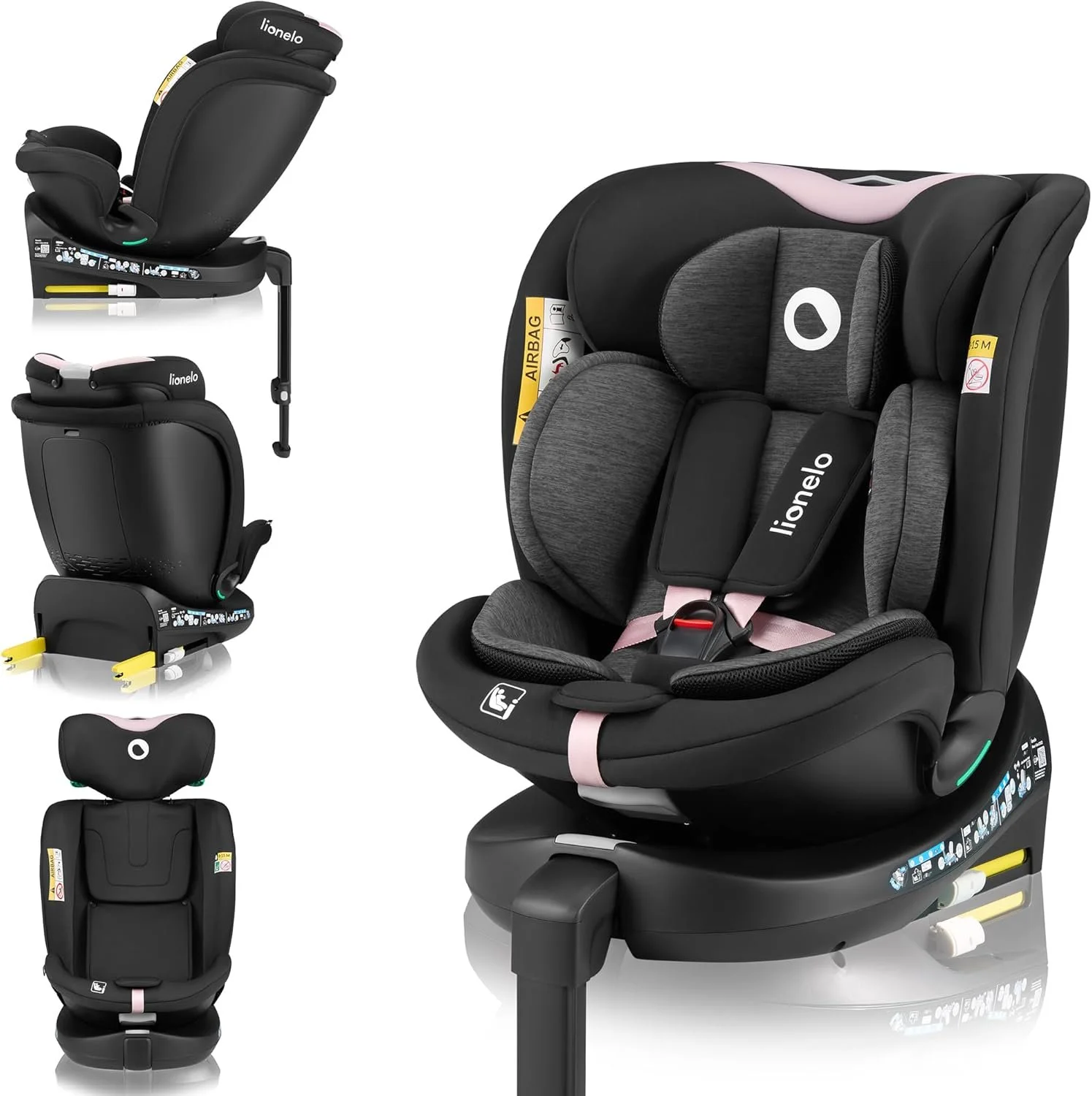 Дитяче автокрісло LIONELO Navy i-Size / З ISOFIX та поворотом на 360° / 0-36 кг / 40-150 см / 0-12 років / Регульований підголівник та нахил спинки / Чорне, фото №1 Дитяче автокрісло LIONELO Navy i-Size / З ISOFIX та поворотом на 360° / 0-36 кг / 40-150 см / 0-12 років / Регульований підголівник та нахил спинки / Чорне, фото №1