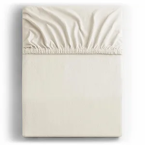 Простынь на резинке DecoKing Хлопок Jersey Amber Collection Белый synthetic.ua - Фото 1